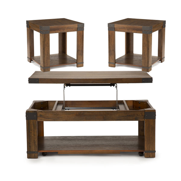 English Elm Steve Silver - Arusha Lift-Top 3-Piece Table Set Brown — Mobile Cocktail Table with Casters, End & Sofa Shelves B081S00432