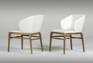 VIG Furniture Kipling Cream Leatherette Dining Chair With Walnut Ash Legs, Wingback Comfort, No Assembly Required VGCSCH-16111