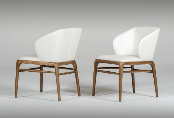 VIG Furniture Kipling Cream Leatherette Dining Chair With Walnut Ash Legs, Wingback Comfort, No Assembly Required VGCSCH-16111