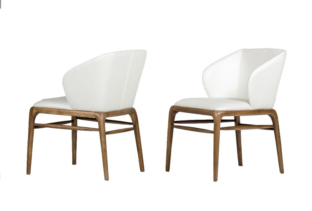 VIG Furniture Kipling Cream Leatherette Dining Chair With Walnut Ash Legs, Wingback Comfort, No Assembly Required VGCSCH-16111