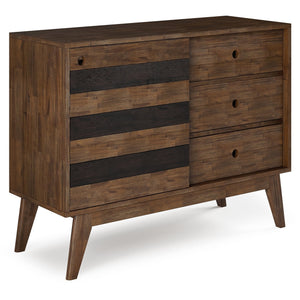 English Elm Clarkson Mid Century Medium Storage Cabinet in Rustic Natural Aged Brown – Solid Acacia Wood, 3 Drawers, Sliding Door, Adjustable Shelves B136P158779