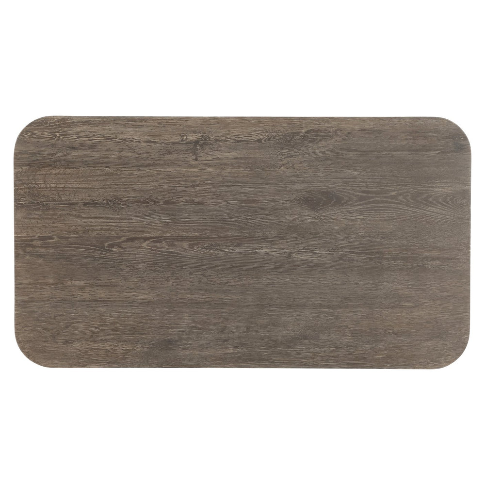 Bernhardt Bernhardt Sculptural Dama Cocktail Table In Wire-Brushed Brun Oak With Cantilevered Sloped Base & Casters 548018