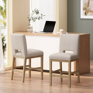 English Elm Christopher Knight Home® - 27 Inch Counter Stools Set of 2 Wheat Fabric, Ergonomic L-Back Support, Modern Breathable Upholstery, Easy Assembly 72489.00WHEAT