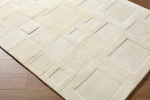 Livabliss Kinsley Hand Tufted Wool Area Rug Art Deco Geometric Pattern Plush Pile Accent Ivory, Cream 2' x 3' KIS2300-23