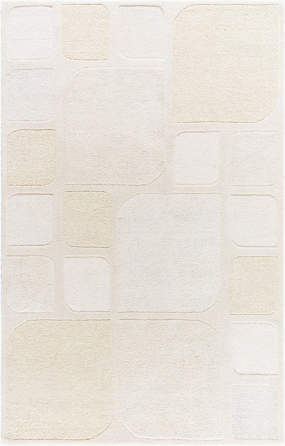 Livabliss Kinsley Art Deco Hand Tufted Wool Rug Plush High Pile Accent for Entryway or Bath Ivory, Cream 2' x 3' KIS2302-23