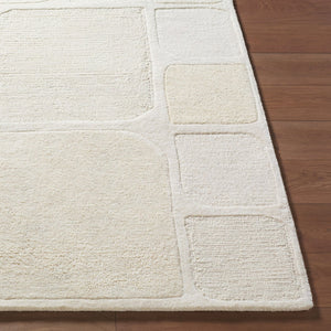 Livabliss Kinsley Art Deco Hand Tufted Wool Rug Plush High Pile Accent for Entryway or Bath Ivory, Cream 2' x 3' KIS2302-23