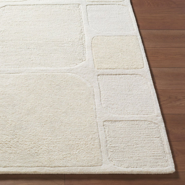 Livabliss Kinsley Art Deco Hand Tufted Wool Rug Plush High Pile Accent for Entryway or Bath Ivory, Cream 2' x 3' KIS2302-23