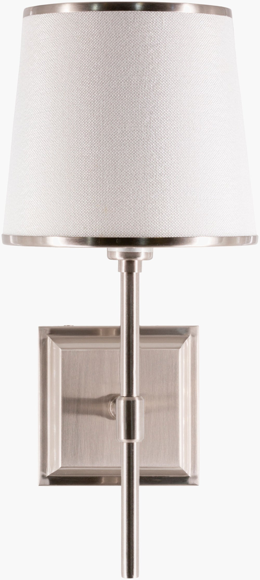 Surya Kinver Stylish Steel Wall Sconce Lighting - Elegant 14" Fixture For Living Space & Entryway Decor Fixture, Metallic ,Nickel,Shade, White Steel Kiv-001