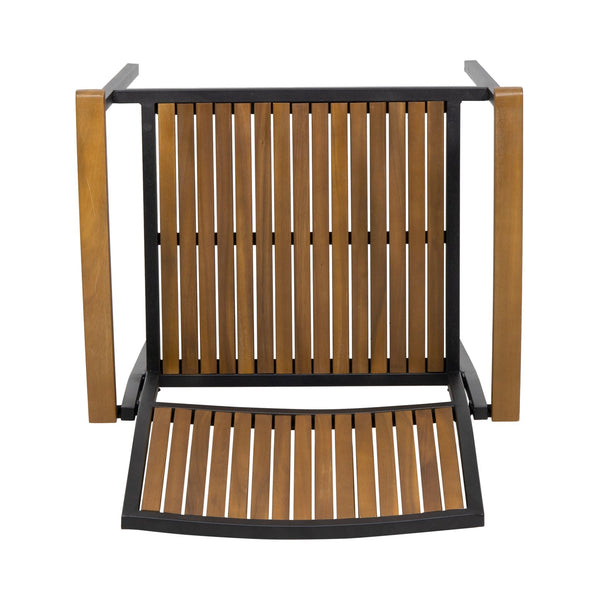 English Elm Christopher Knight Home® - BRIDGET Acacia Wood and Metal Dining Chair Set of 2 — Weather-Resistant Vertical Slat Design, Durable Teak+ Black 63338.00
