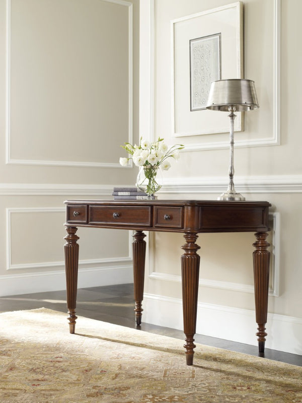 Hooker Furniture 42'' Leg Desk Distressed Dark Cherry Hardwood Console With Keyboard Drawer, Removable Insert, Versatile Use 5085-10442