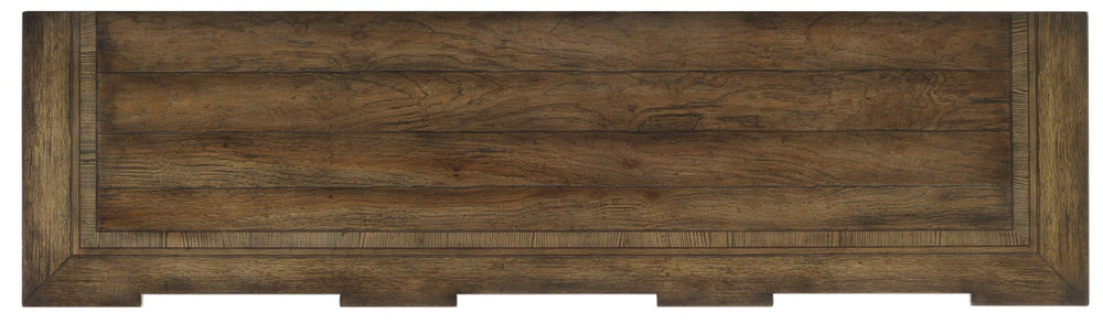 Hooker Furniture Rhapsody Stately 72" Credenza Buffet With Carved Acanthus Base, Distressed Walnut Finish, Storage Dark Brown 5070-85001