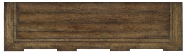 Hooker Furniture Rhapsody Stately 72" Credenza Buffet With Carved Acanthus Base, Distressed Walnut Finish, Storage Dark Brown 5070-85001