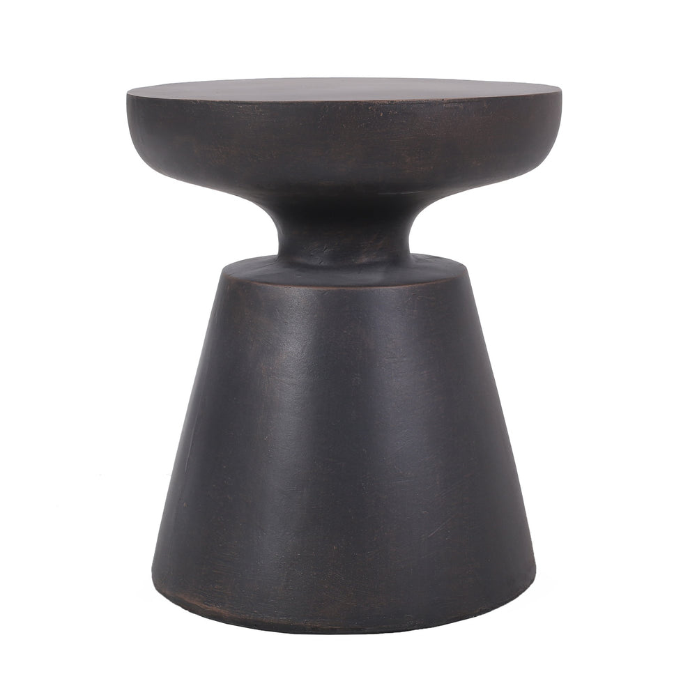 English Elm Outdoor Lightweight Concrete Pedestal Side Table with Warm Copper Sculptural Finish 73454.00