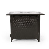 Christopher Knight Home® - Noble House - Amherst Outdoor Square Aluminum Fire Pit, Hammered Bronze