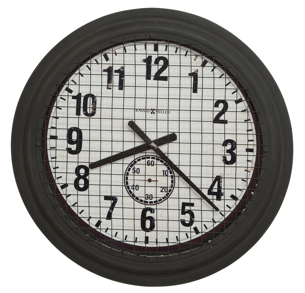 Hekman Furniture 625625 Unique Vintage-inspired Wall Clock With Protective Grate – Oversized Quartz Timepiece Decor  Grid Iron Works Wall Clock 625625