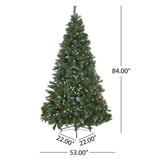 Christopher Knight Home® - Noble House - 7-foot Mixed Spruce Unlit Hinged Artificial Christmas Tree with Frosted Branches