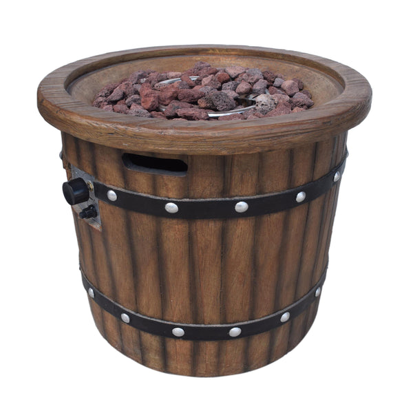 English Elm Round Mgo Concrete Outdoor Fire Pit 40000 Btu Propane Patio Gathering Centerpiece 62229.00DBRN-40K