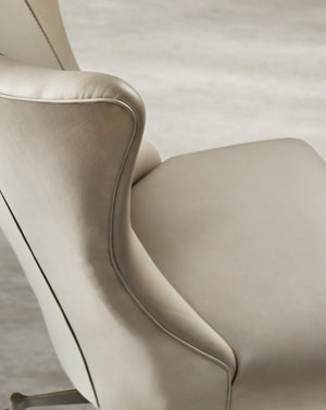 Hooker Furniture Lynn Executive Swivel Tilt Chair With Flared High Back, Top-Grain Leather & Glazed Gold Base Beige EC857-083