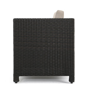 English Elm Puerta 4 Piece Outdoor Patio Set Pe Wicker Rattan with Iron Frame Cushioned Seating 52978.00DBRN