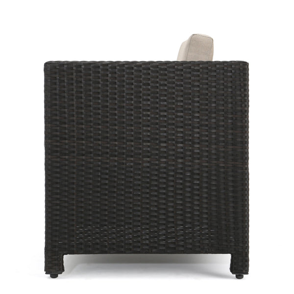 English Elm Puerta 4 Piece Outdoor Patio Set Pe Wicker Rattan with Iron Frame Cushioned Seating 52978.00DBRN