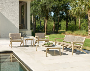 Bernhardt Bernhardt Atlas Outdoor Sofa With Teak Frame & All-Weather Pampas Wicker — Sculptural, Durable Seating O4707O