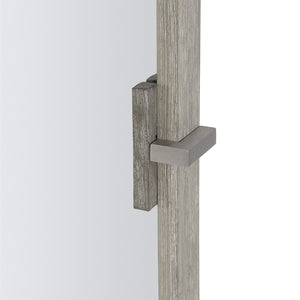 Bernhardt Bernhardt Wire‑Brushed Acacia Mirror, 49" X 35" Beveled Glass, Light Shale Frame & Brushed Steel Brackets 306331