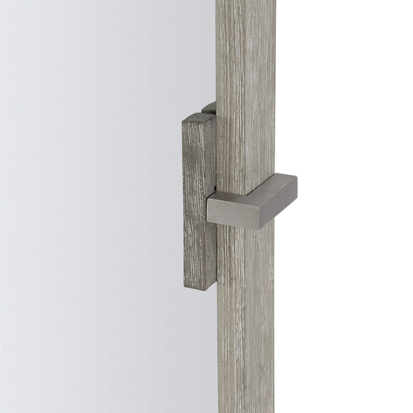 Bernhardt Bernhardt Wire‑Brushed Acacia Mirror, 49" X 35" Beveled Glass, Light Shale Frame & Brushed Steel Brackets 306331