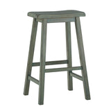 Homelegance By Top-Line Barrett Saddle Seat 29-inch Bar Height Backless Stools (Set of 2) Green Rubberwood