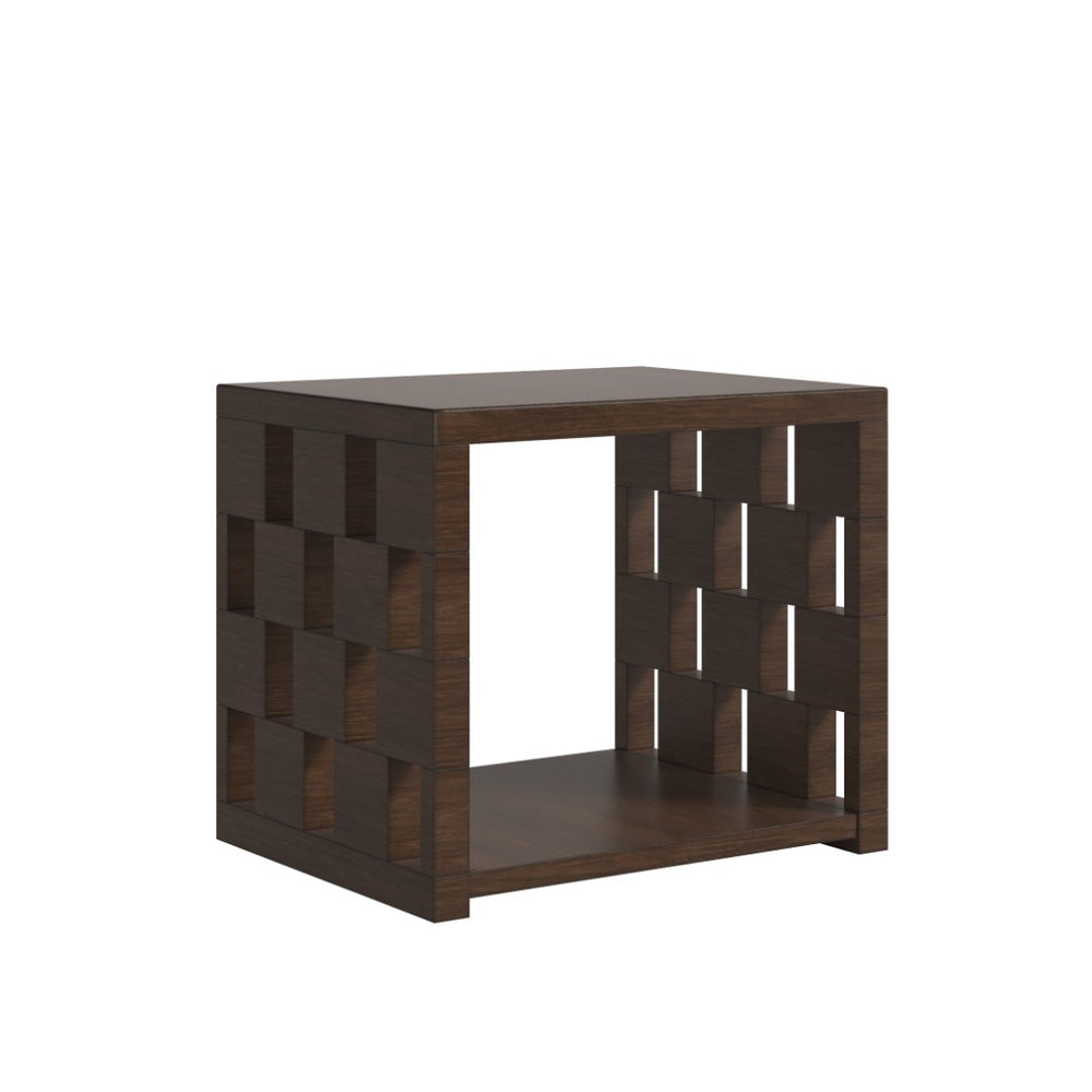 A.R.T. Furniture Verge Modern Walnut End Table with Geometric Design & Storage Shelf for Living Room Elegance 337303-1960