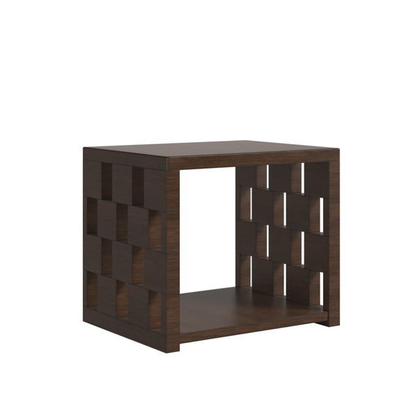 A.R.T. Furniture Verge Modern Walnut End Table with Geometric Design & Storage Shelf for Living Room Elegance 337303-1960