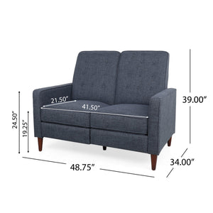 English Elm Christopher Knight Home® - DOUBLE Recliner Fabric Sofa with Plush Cushions and Space-Saving Design for Living Rooms, 49"L Dark Blue 72478.00FDBLU