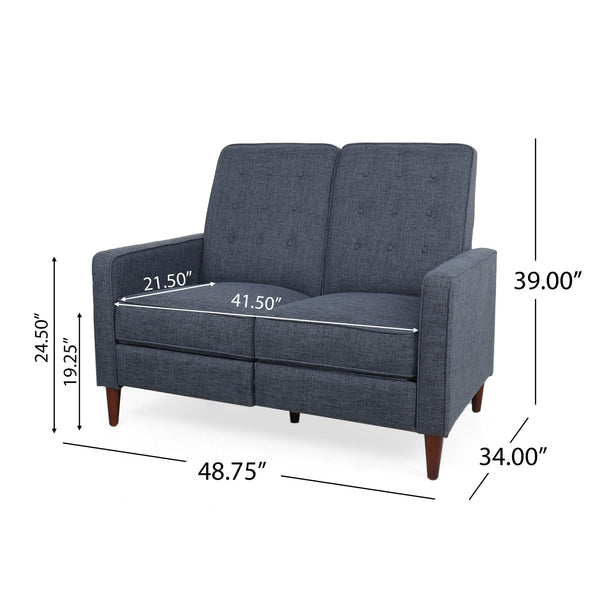 English Elm Christopher Knight Home® - DOUBLE Recliner Fabric Sofa with Plush Cushions and Space-Saving Design for Living Rooms, 49"L Dark Blue 72478.00FDBLU