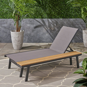 English Elm Christopher Knight Home® - Waterloo Chaise Lounge With Wood Side Table - Modern Comfort, Breathable Mesh & Stylish Design 62756.00BLK