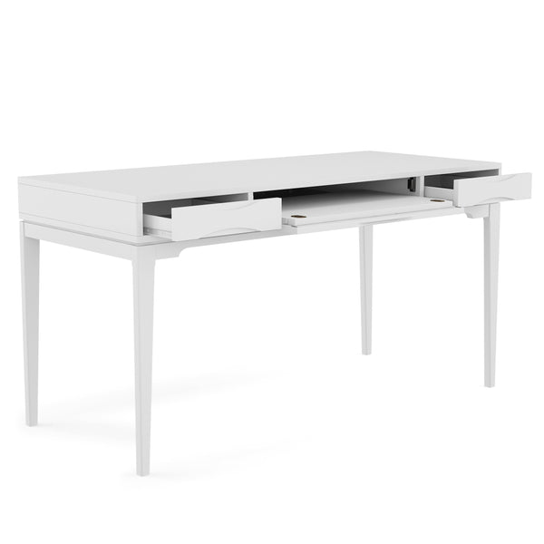 English Elm Harper Desk - White Mid-Century Modern Workspace With Storage, Durable Finish, And Ample Surface Area B136P158721