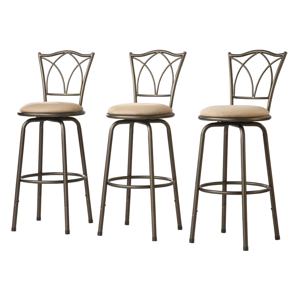 Homelegance By Top-Line Donaghy Double Cross Adjustable Swivel Stools (Set of 3) Bronze Engineered Wood