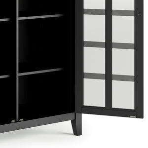 English Elm Artisan Medium Storage Cabinet - Handcrafted Black Wood Unit With Glass Doors & Adjustable Shelves B136P158400