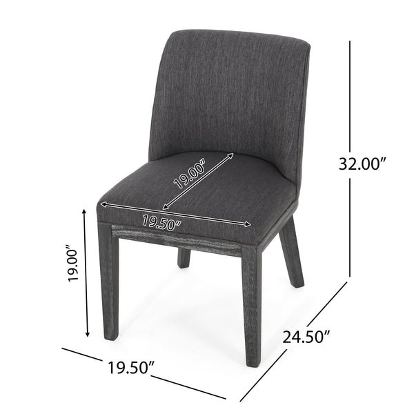 English Elm Dining Chair Set of 2 Solid Wood Textured Fabric Upholstered Farmhouse Modern Style 69408.00FCHAR