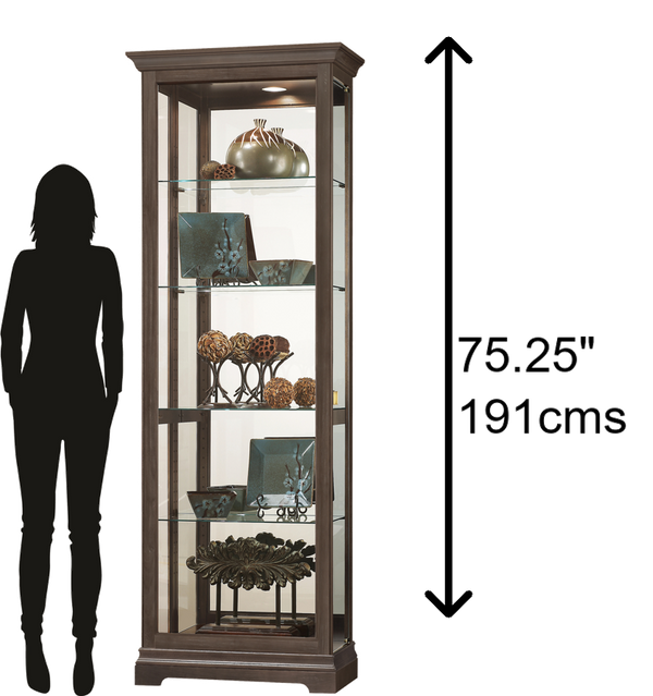 Hekman Furniture 680673 Brantley Iii Curio Cabinet - Elegant Lighted Display With Adjustable Shelves & Safety Features Aged Auburn Brantley Iii Curio Cabinet 680673