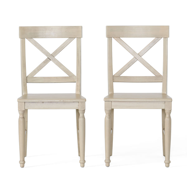 English Elm Acacia Wood X-back Dining Chairs Set of Two Farmhouse Country Seating Antique Finish 57366.00