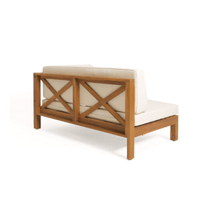 English Elm Brava Outdoor Acacia Corner Bench Set with Coffee Table for Patio Entertaining 57968.00BEI2