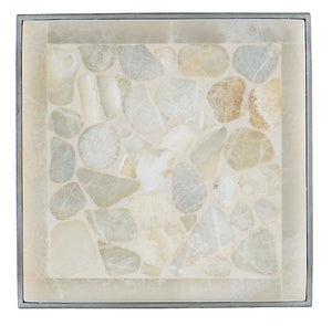 Hooker Furniture Melange C-Shape Drink Table With Tumbled White Onyx Top & Pewter Base — Compact, Stylish Accent 5934-50001-00