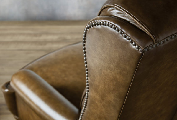 Hooker Furniture Tucker Executive Swivel Tilt Chair With Semi-Aniline Top-Grain Leather, Winged Headrest & Tilt Mechanism Brown EC841-078