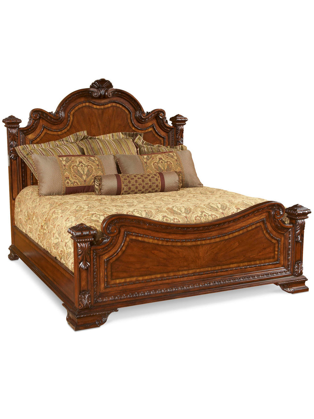 A.R.T. Furniture Old World California King Estate Bed – Luxurious Traditional Design With Hand-carved Details & Storage Brown, Brown New Zealand Pine Solids,Cherry And Avodire Veneers 143157-2606