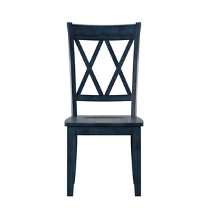 Homelegance By Top-Line Juliette Double X Back Wood Dining Chairs (Set of 2) Blue Rubberwood