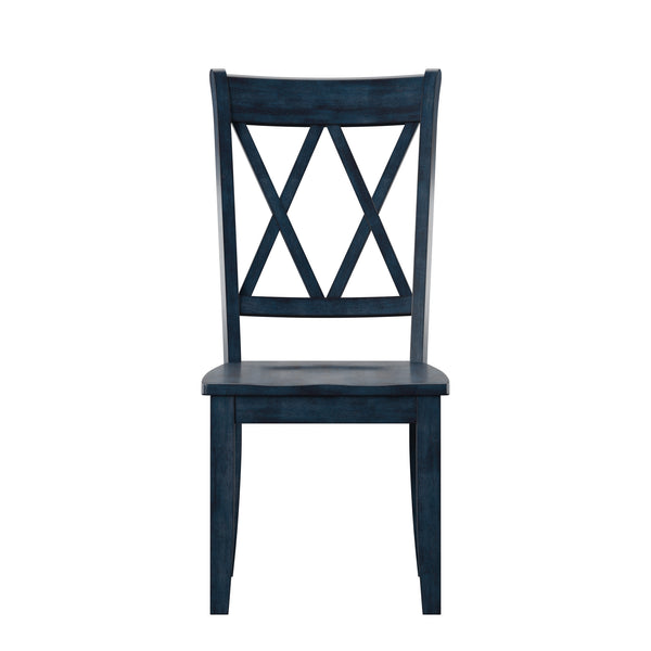 Homelegance By Top-Line Juliette Double X Back Wood Dining Chairs (Set of 2) Blue Rubberwood