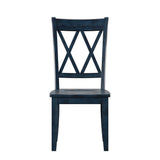 Homelegance By Top-Line Juliette Double X Back Wood Dining Chairs (Set of 2) Blue Rubberwood