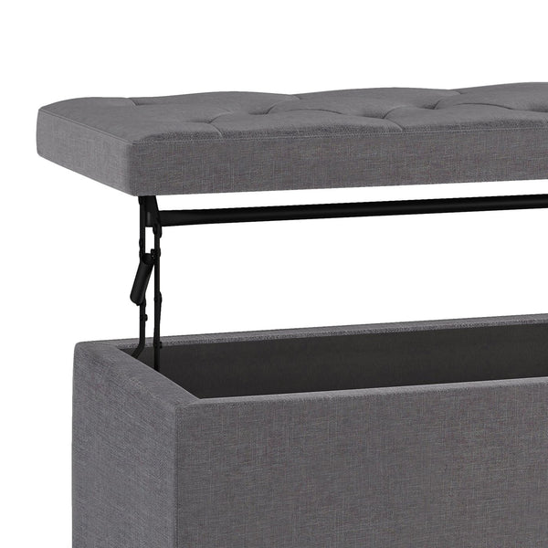 English Elm Hamilton Lift Top Storage Ottoman - Stylish Slate Grey With Tufted Design & Hidden Storage Compartment B136P159065