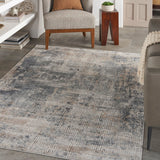 Nourison Concerto CNC02 Machine Made Power-loomed Borderless Design Indoor Only Contemporary Rustic Rug Blue Beige, Blue Beige 80% Polypropylene,20% Polyester 99446748799