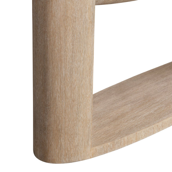 Bernhardt Bernhardt Loggia Oval Console Table With Aria Wood-Grain Resin Base And Solid Travertine Top, 68" Wide 345925