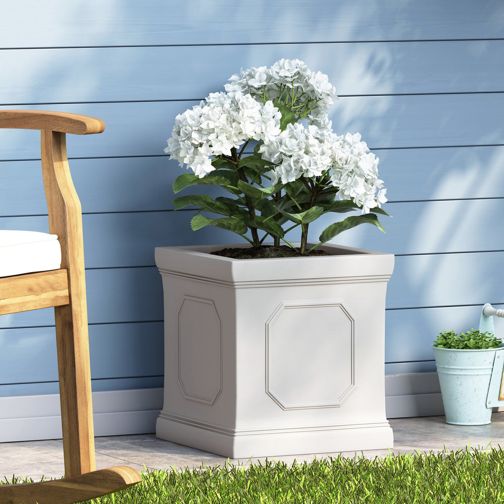 English Elm Mgo Faux Stone Outdoor Planter Lightweight Concrete Look Patio Garden Decor 63417.00WHI